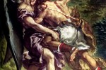 Lutte de Jacob avec l'Ange (détail), Eugène Delacroix, vers 1861. Peinture à l'huile et cire sur enduit, Paris, Eglise Saint Sulpice