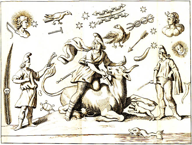 Planche XVII de l'Atlas de l'Origine de tous les cultes ou Religion universelle. Une liturgie de Mithras